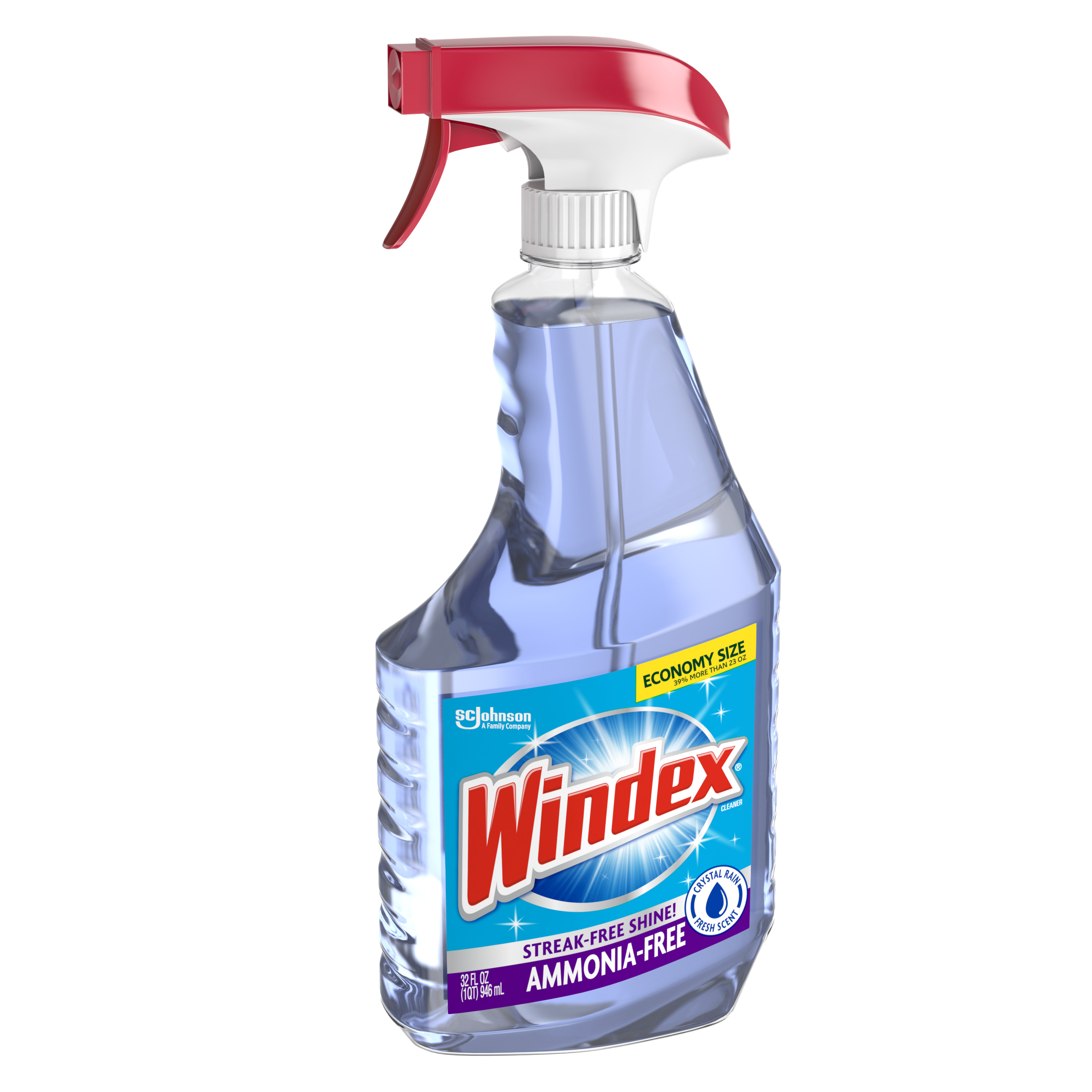 Windex Ammonia-Free Glass Cleaner Trigger Bottle Crystal Rain 32 fl oz